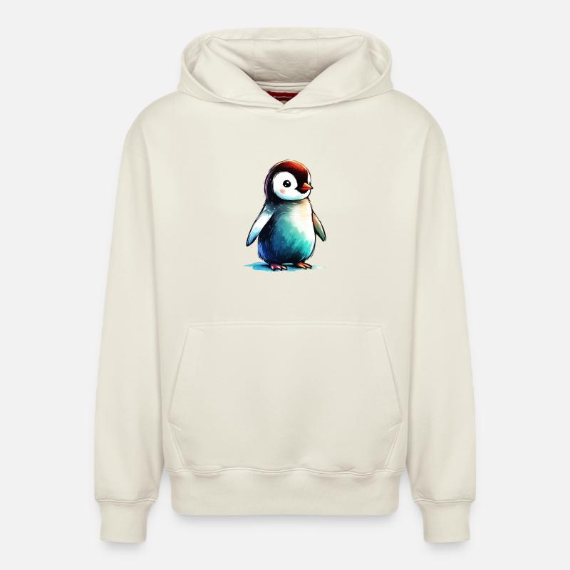 Pingouin - Sweat à capuche unisexe décontracté en coton biologique – de SPREAD - blanc cassé