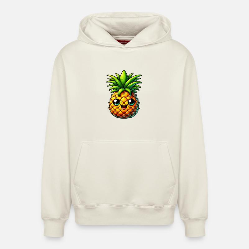 Ananas - Sweat à capuche unisexe décontracté en coton biologique – de SPREAD - blanc cassé