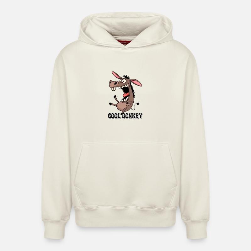 Impression de dessin animé drôle d’âne - Sweat à capuche unisexe décontracté en coton biologique – de SPREAD - blanc cassé