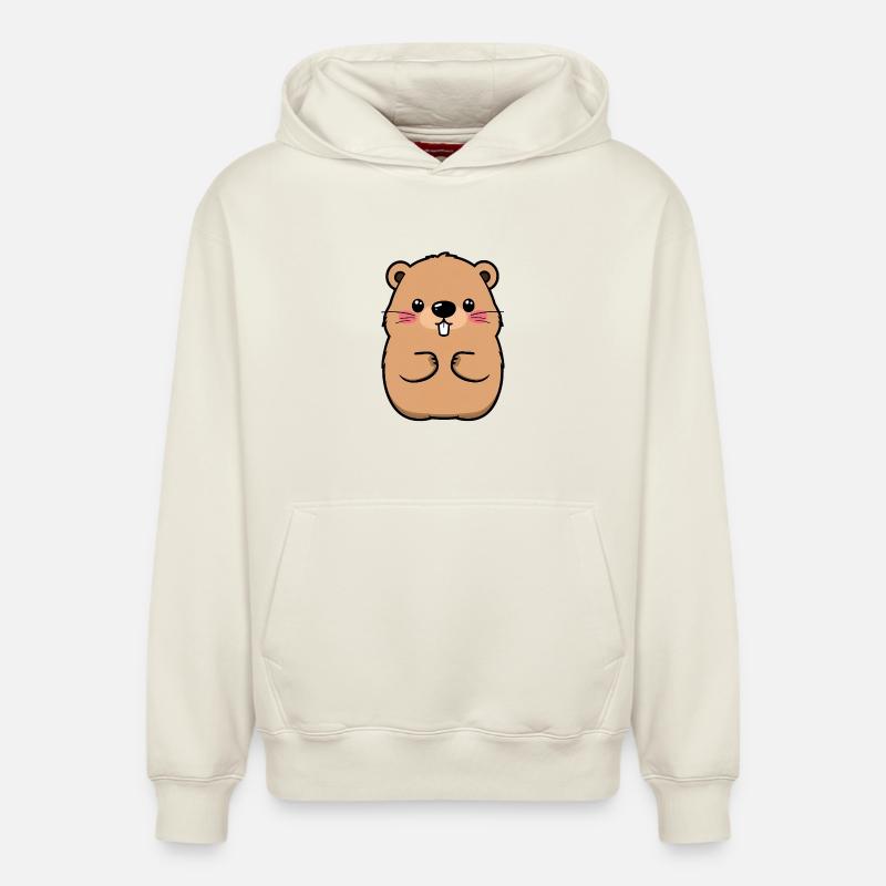 Marmotte - Sweat à capuche unisexe décontracté en coton biologique – de SPREAD - blanc cassé