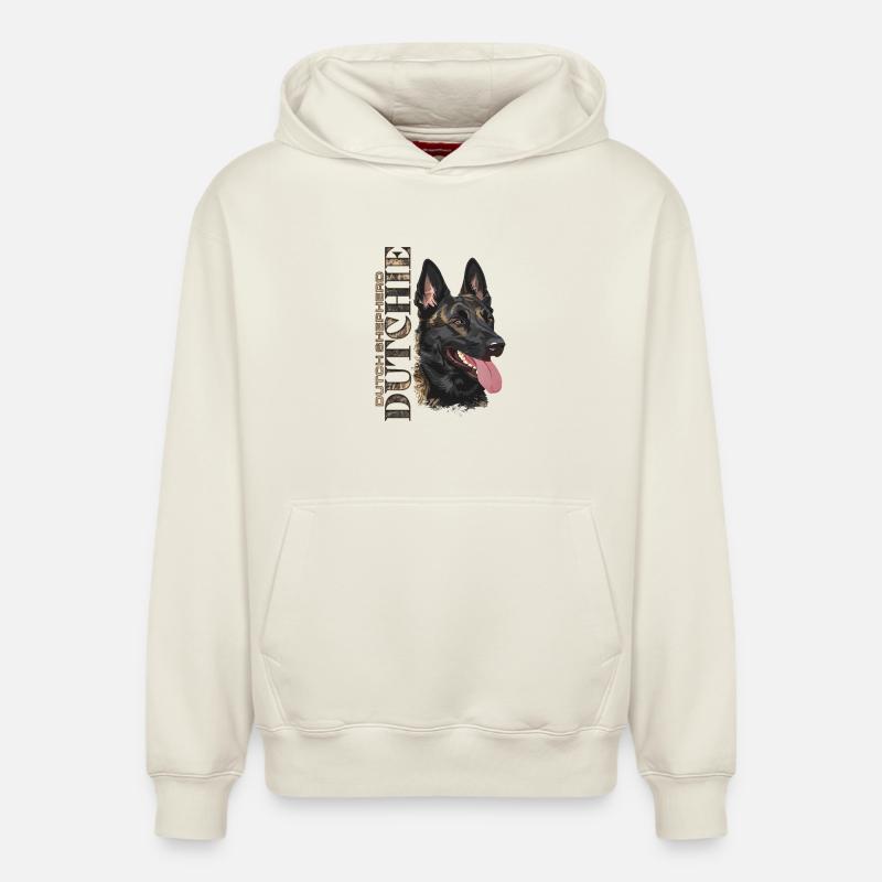 Dutchie - Chien de berger néerlandais - Sweat à capuche unisexe décontracté en coton biologique – de SPREAD - blanc cassé