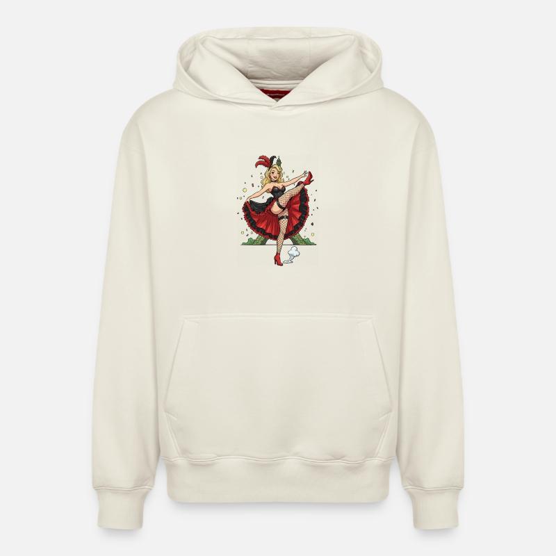 Pinup de Paris Cancan - Sweat à capuche unisexe décontracté en coton biologique – de SPREAD - blanc cassé
