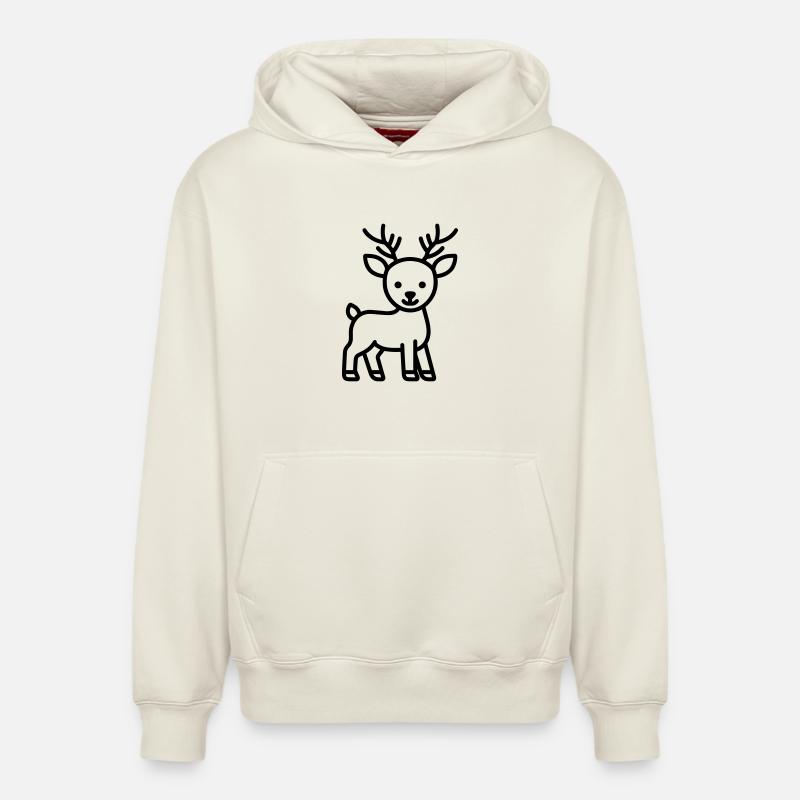cerf - Sweat à capuche unisexe décontracté en coton biologique – de SPREAD - blanc cassé