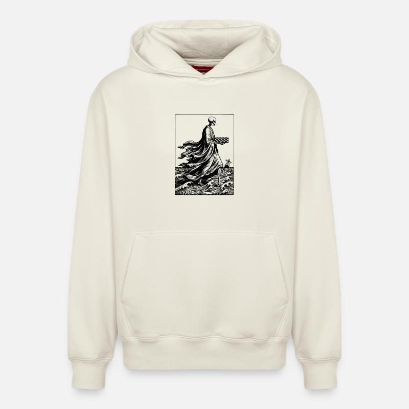 Skeleton joue aux échecs - Sweat à capuche unisexe décontracté en coton biologique – de SPREAD - blanc cassé