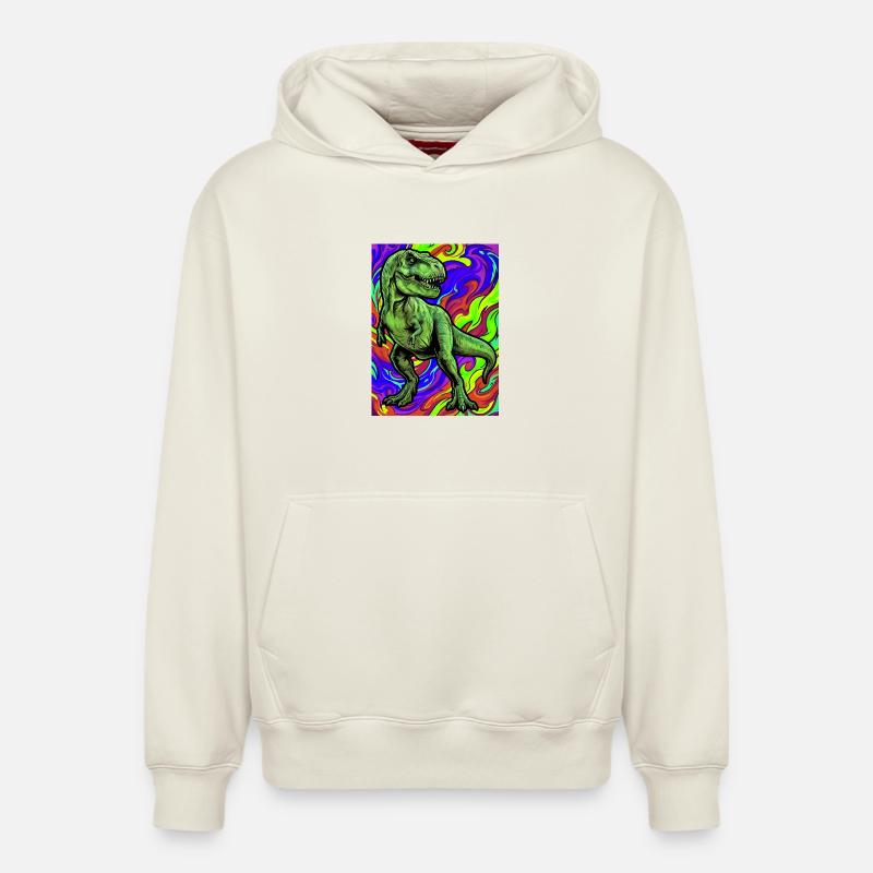 dinosaure - Sweat à capuche unisexe décontracté en coton biologique – de SPREAD - blanc cassé