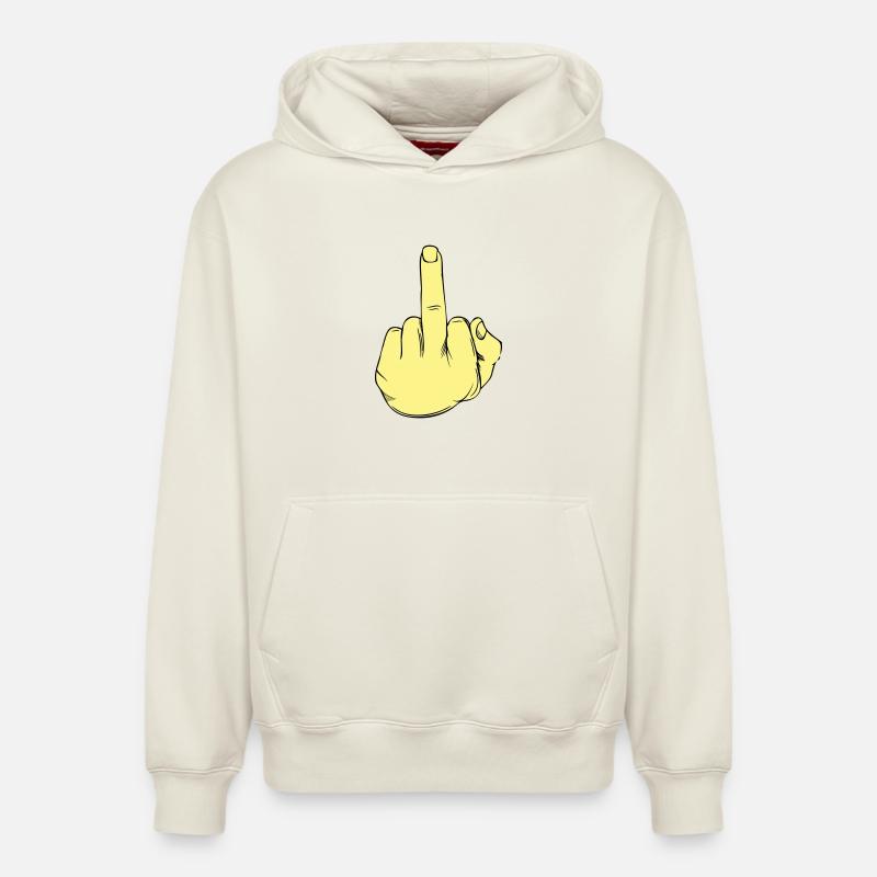 Illustration au doigt puant - Sweat à capuche unisexe décontracté en coton biologique – de SPREAD - blanc cassé