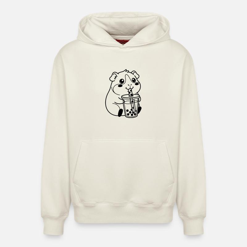 Hamster Bubble Tea - Relaxed Unisex Organic Hoodie – von SPREAD - Naturweiß
