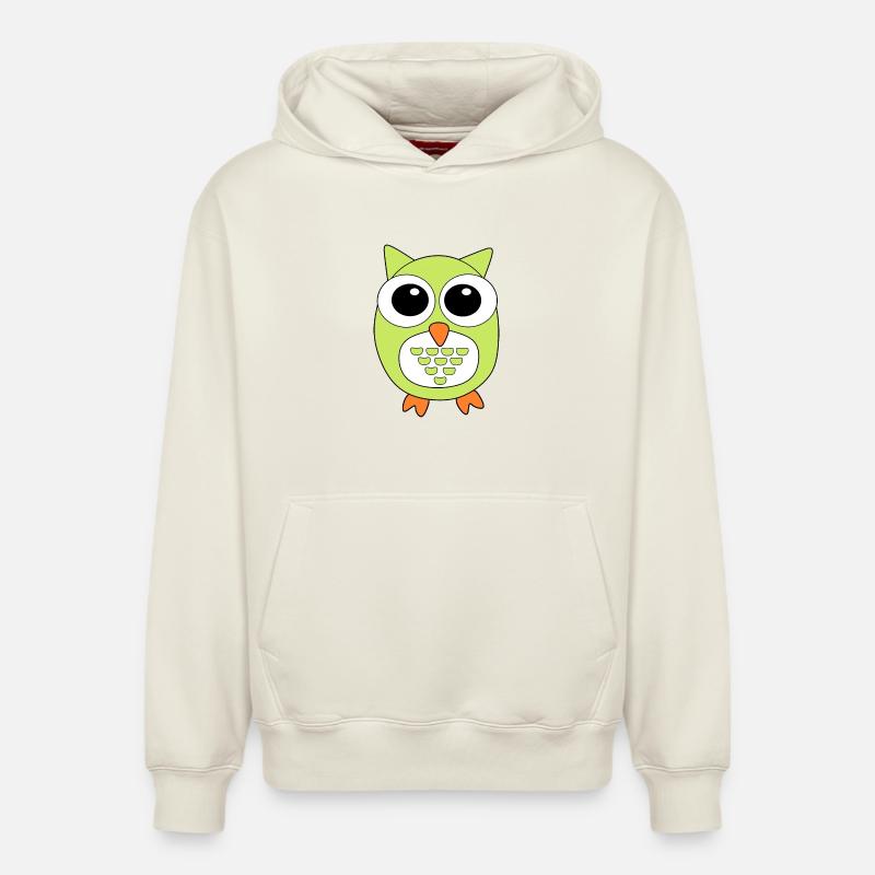 Eule grüne Eule - Relaxed Unisex Organic Hoodie – von SPREAD - Naturweiß