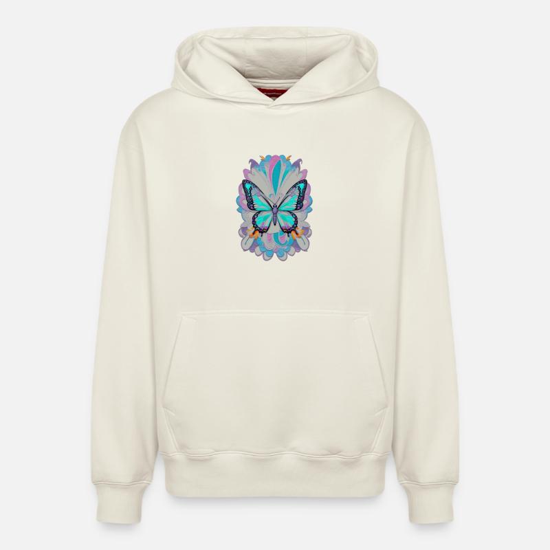 Papillon - Sweat à capuche unisexe décontracté en coton biologique – de SPREAD - blanc cassé