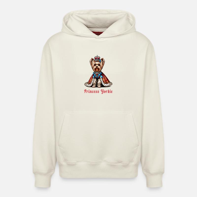 Princesse Yorkshire Terrier - Sweat à capuche unisexe décontracté en coton biologique – de SPREAD - blanc cassé