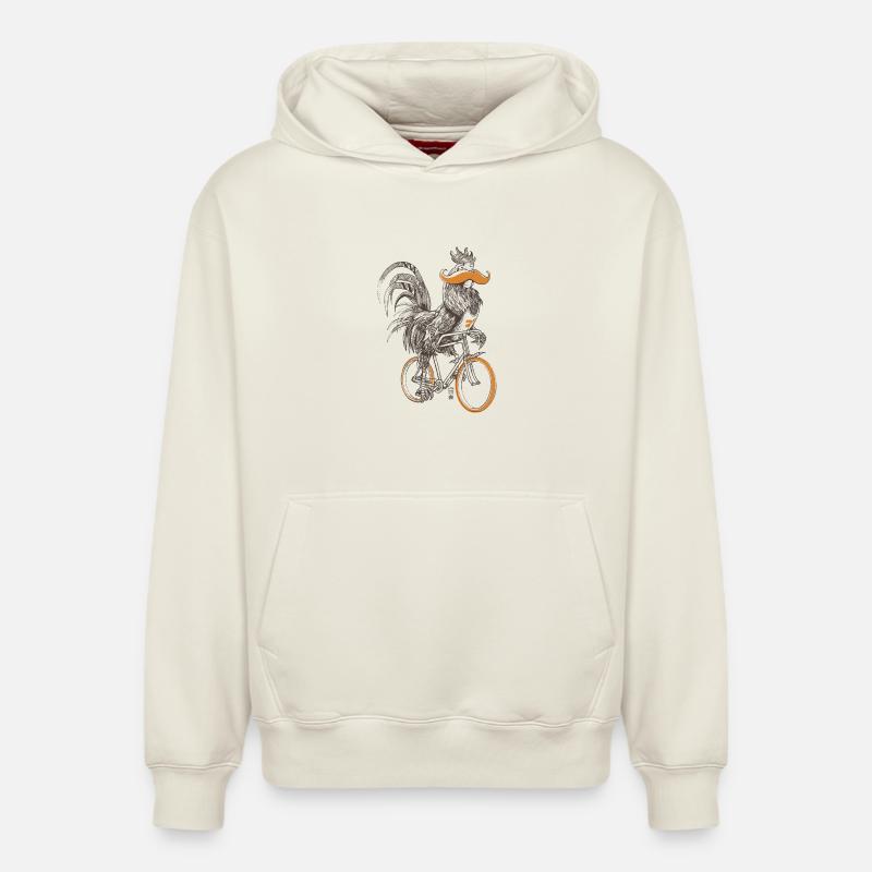 Coq & Bicycles - Sweat à capuche unisexe décontracté en coton biologique – de SPREAD - blanc cassé