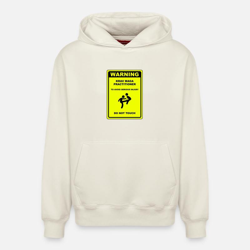 Warning! Krav Maga practitioner! - Relaxed Unisex Organic Hoodie – by SPREAD - off white