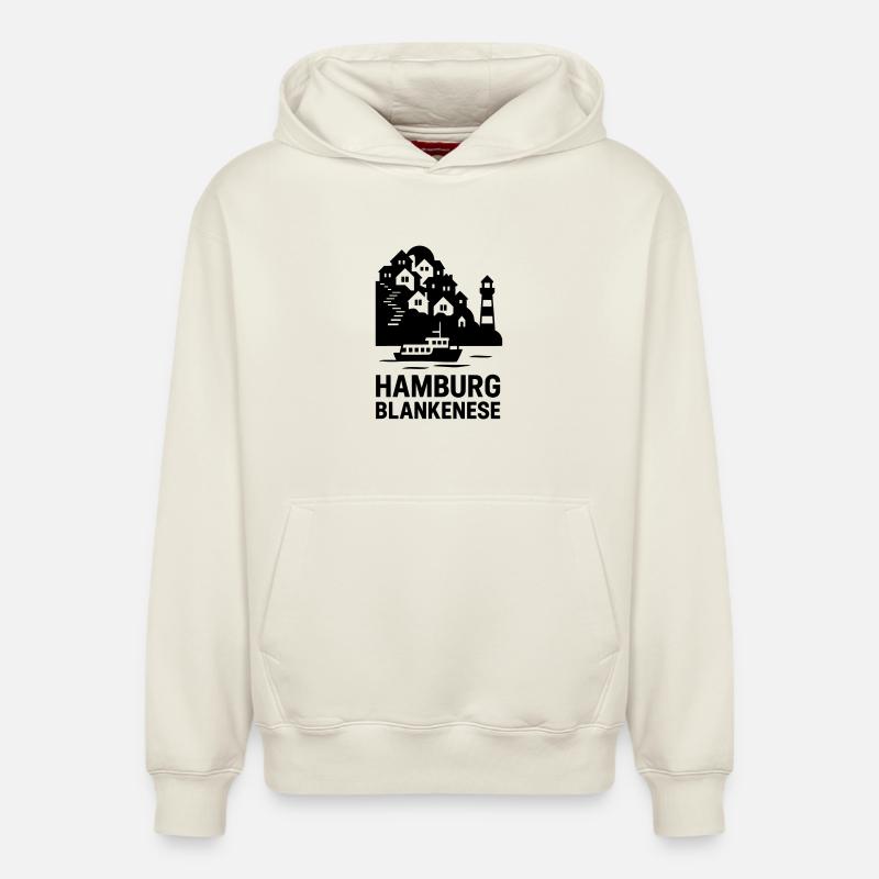 Blankenese Hamburg - Sweat à capuche unisexe décontracté en coton biologique – de SPREAD - blanc cassé