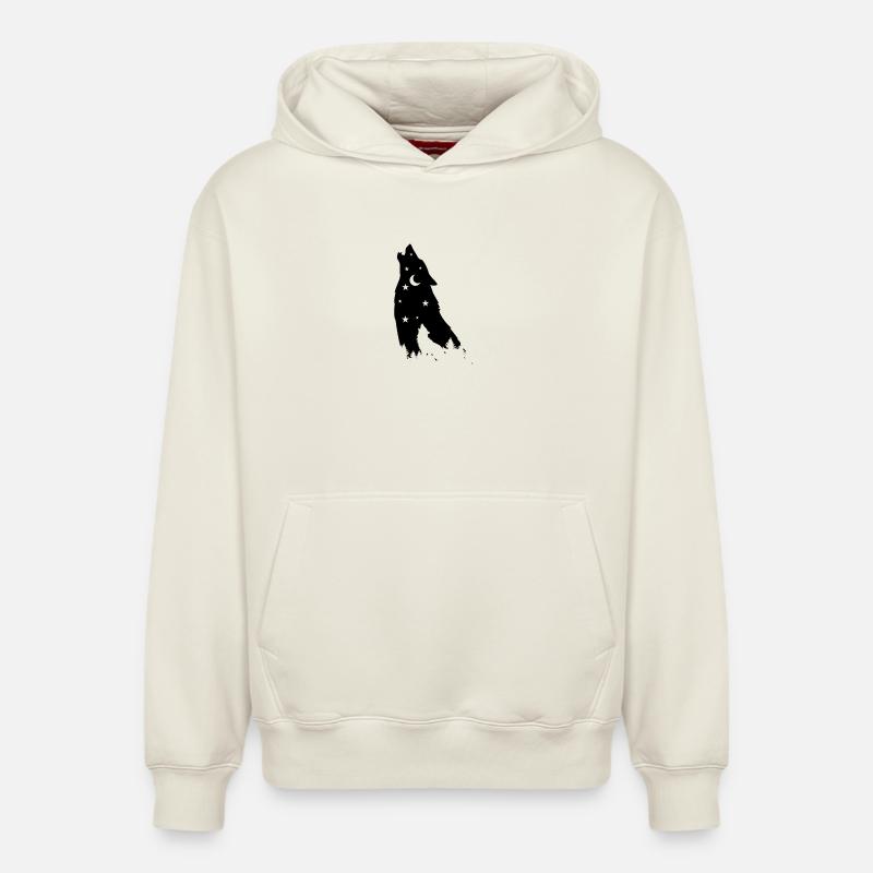 Loup étoilé  - Sweat à capuche unisexe décontracté en coton biologique – de SPREAD - blanc cassé