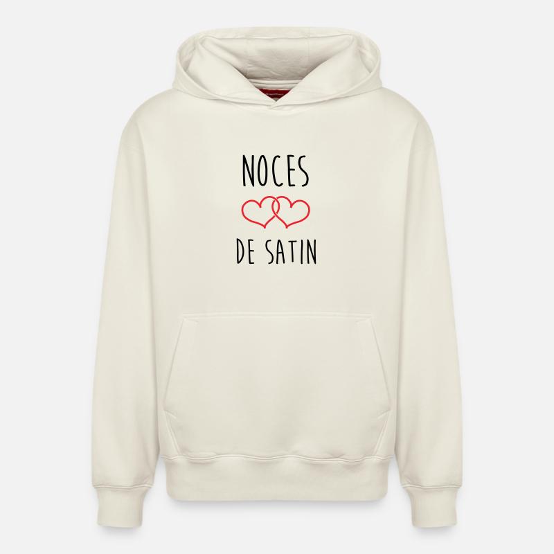 noces de satin 24 ans d'amour - Sweat à capuche unisexe décontracté en coton biologique – de SPREAD - blanc cassé