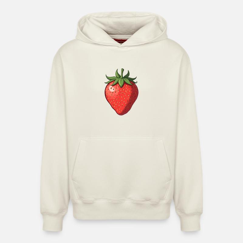 Fraise - Sweat à capuche unisexe décontracté en coton biologique – de SPREAD - blanc cassé