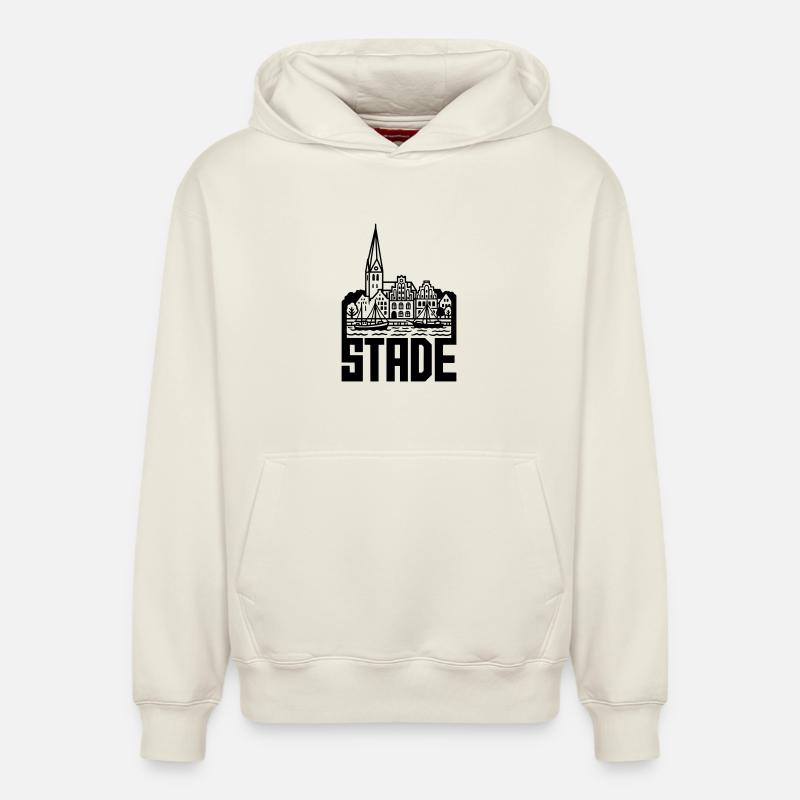 Monument Stade Silhouette - Sweat à capuche unisexe décontracté en coton biologique – de SPREAD - blanc cassé