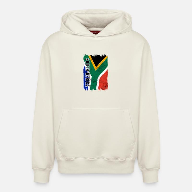 drapeau afrique du sud - Sweat à capuche unisexe décontracté en coton biologique – de SPREAD - blanc cassé