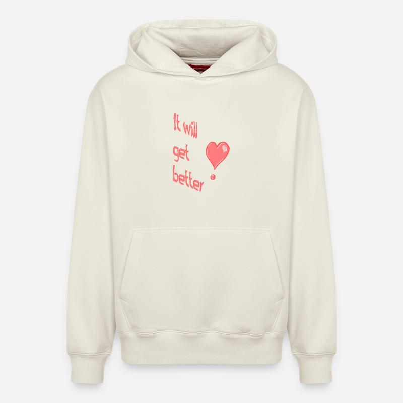 Motivation! - Sweat à capuche unisexe décontracté en coton biologique – de SPREAD - blanc cassé