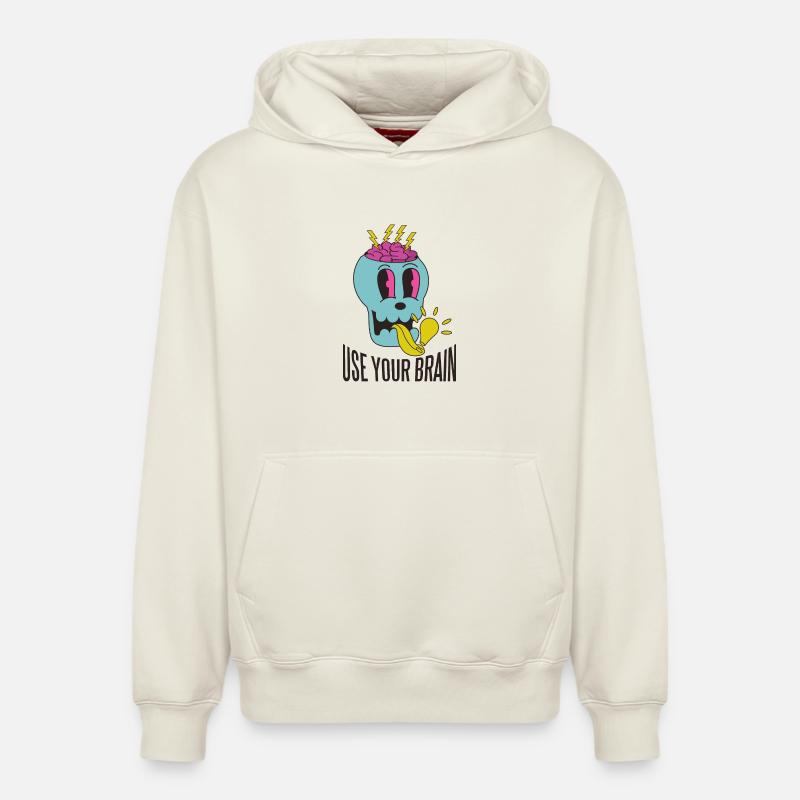 Utilisez votre cerveau - Sweat à capuche unisexe décontracté en coton biologique – de SPREAD - blanc cassé
