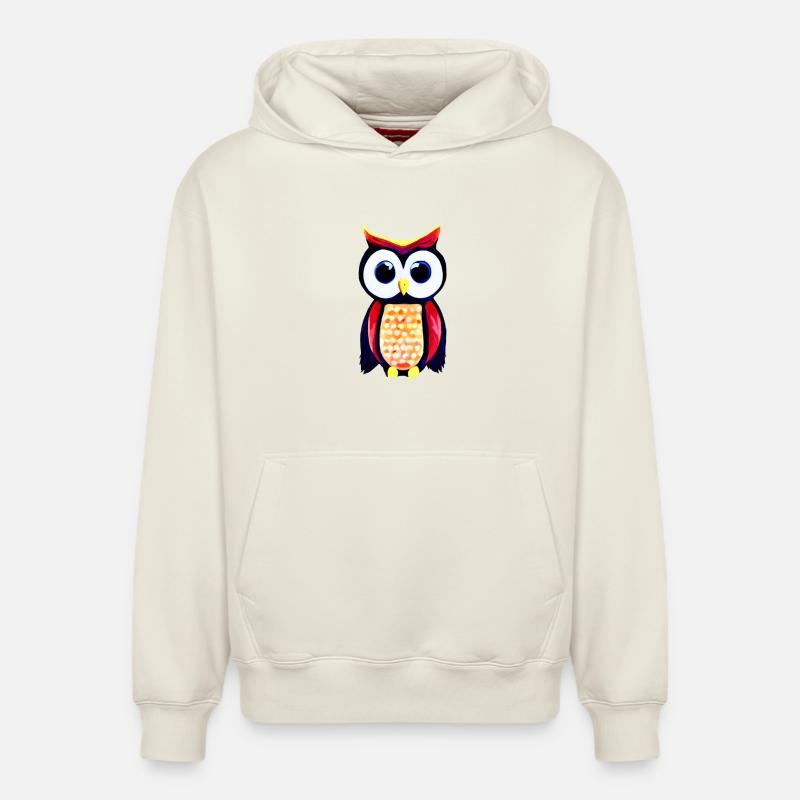 Chouette aux grands yeux curieux - Sweat à capuche unisexe décontracté en coton biologique – de SPREAD - blanc cassé