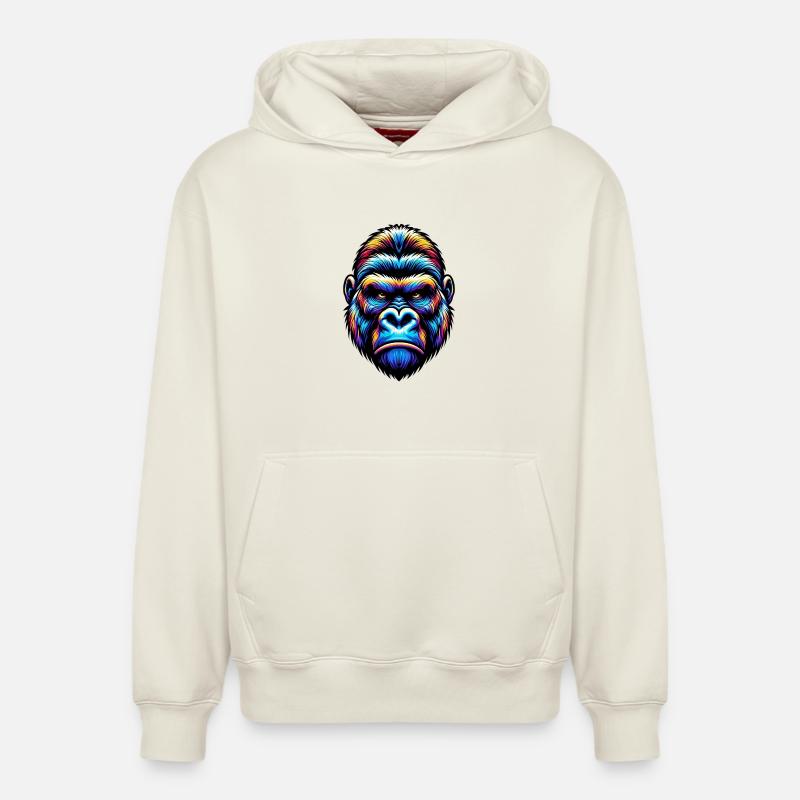 Gorille - Sweat à capuche unisexe décontracté en coton biologique – de SPREAD - blanc cassé