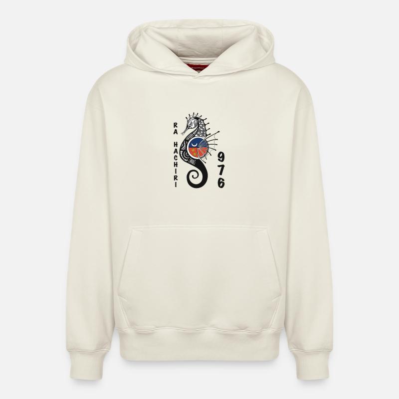 Hibiscus Seiche Turtle Illustration - Sweat à capuche unisexe décontracté en coton biologique – de SPREAD - blanc cassé