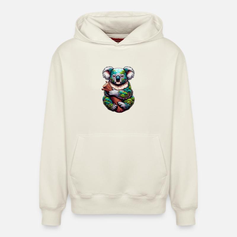 Koala - Sweat à capuche unisexe décontracté en coton biologique – de SPREAD - blanc cassé