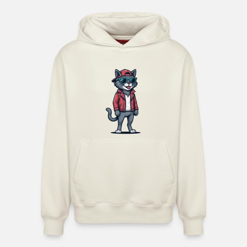 Ambiance de chat cool - Sweat à capuche unisexe décontracté en coton biologique – de SPREAD - blanc cassé