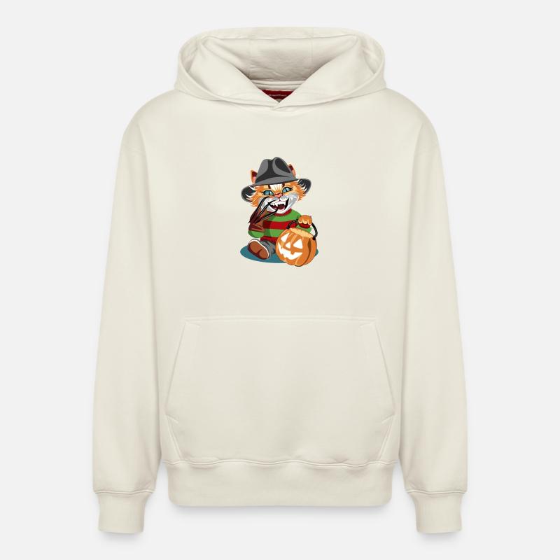 Freddy le chat - Sweat à capuche unisexe décontracté en coton biologique – de SPREAD - blanc cassé