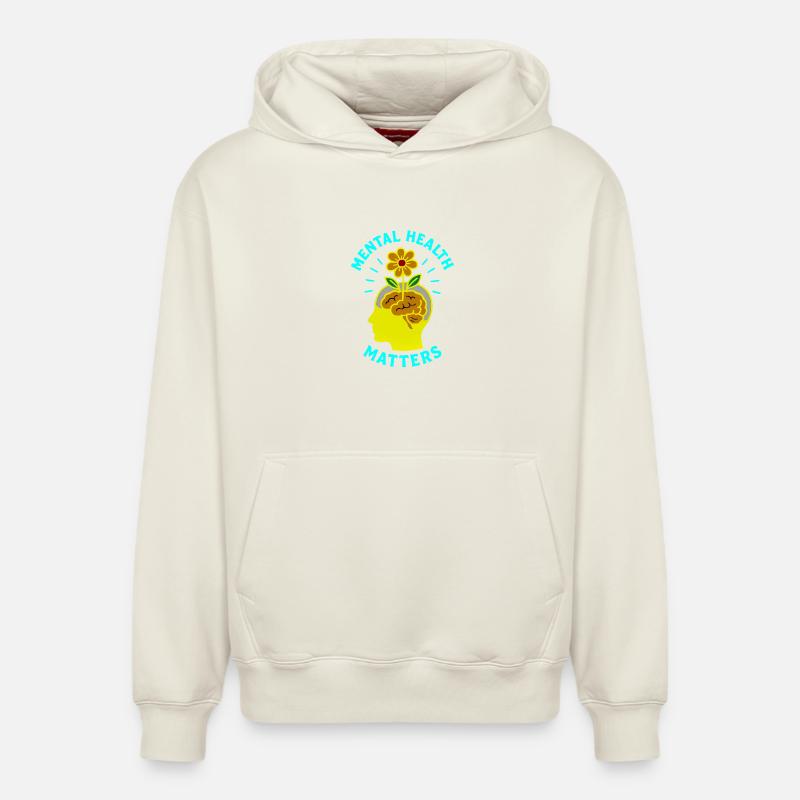 Fleur de santé mentale - Sweat à capuche unisexe décontracté en coton biologique – de SPREAD - blanc cassé