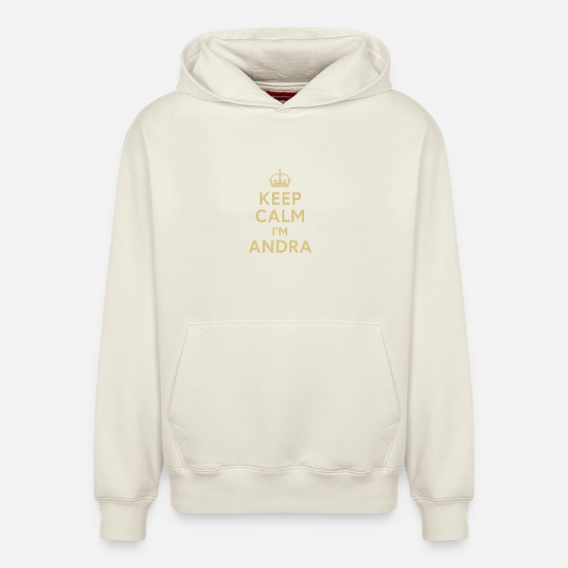 Keep_Calm_I m_Andra - Sweat à capuche unisexe décontracté en coton biologique – de SPREAD - blanc cassé