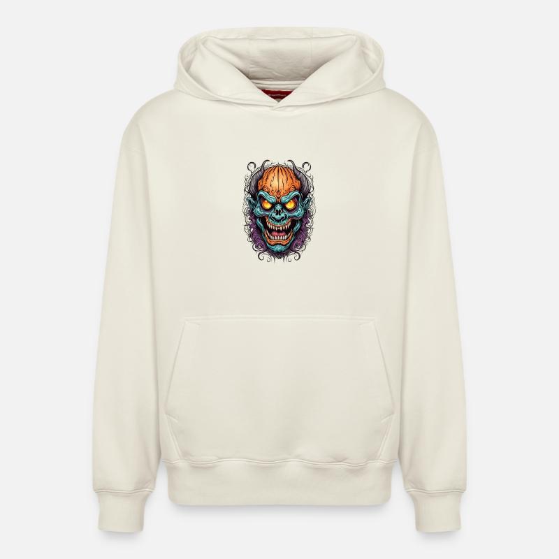 Masque Néon Démoniaque - Sweat à capuche unisexe décontracté en coton biologique – de SPREAD - blanc cassé