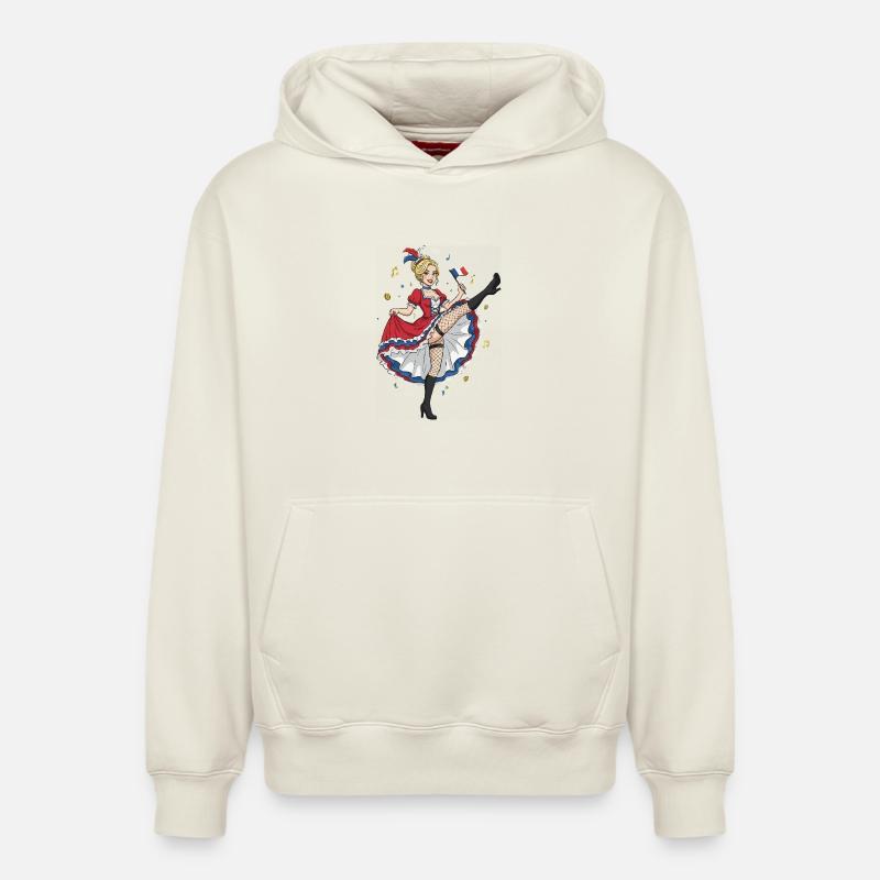 Can dancer drapeau français - Sweat à capuche unisexe décontracté en coton biologique – de SPREAD - blanc cassé
