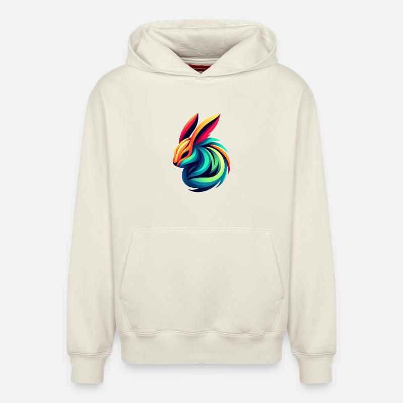 Lapin Couleur Éclatante - Sweat à capuche unisexe décontracté en coton biologique – de SPREAD - blanc cassé