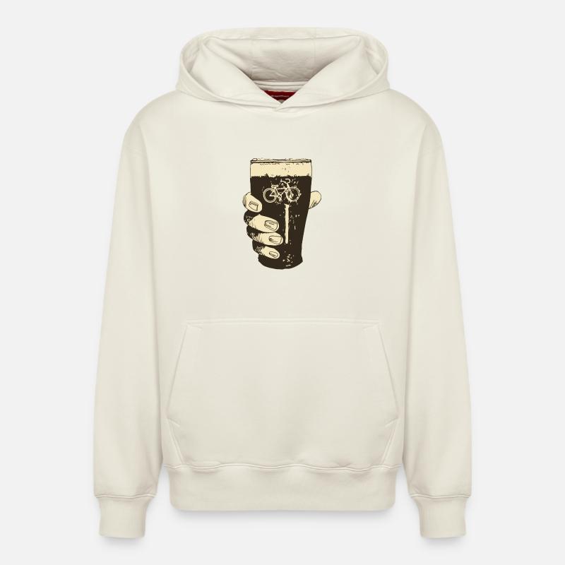 Bière et vélo - Sweat à capuche unisexe décontracté en coton biologique – de SPREAD - blanc cassé