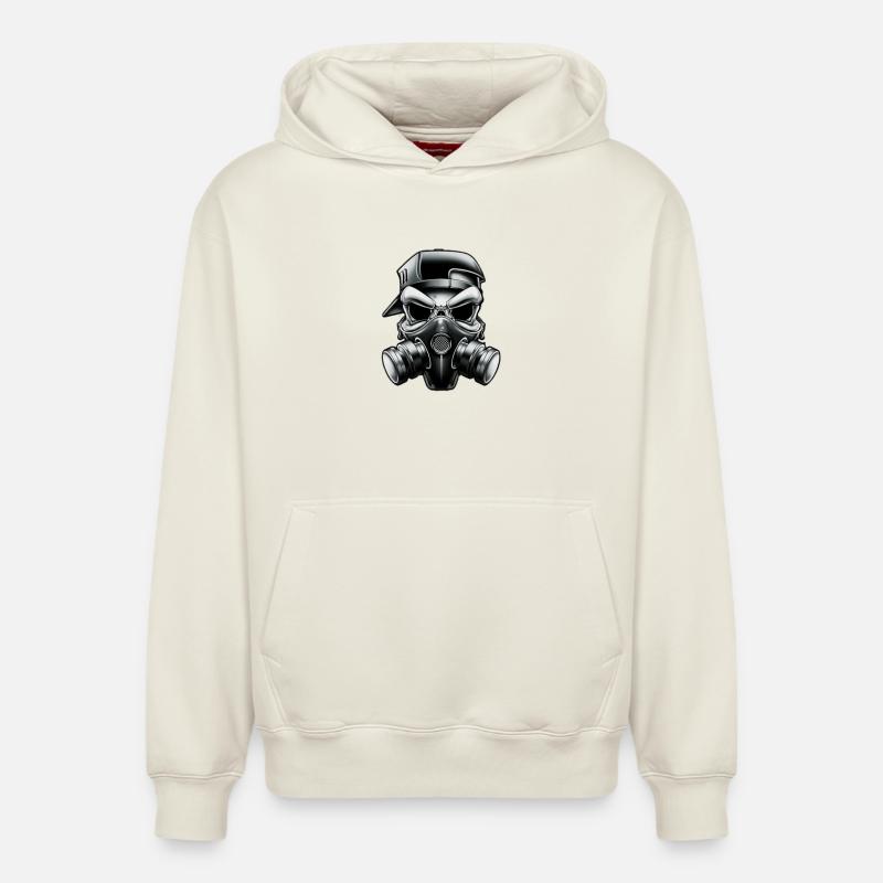 Masques cool Skull !!! - Sweat à capuche unisexe décontracté en coton biologique – de SPREAD - blanc cassé