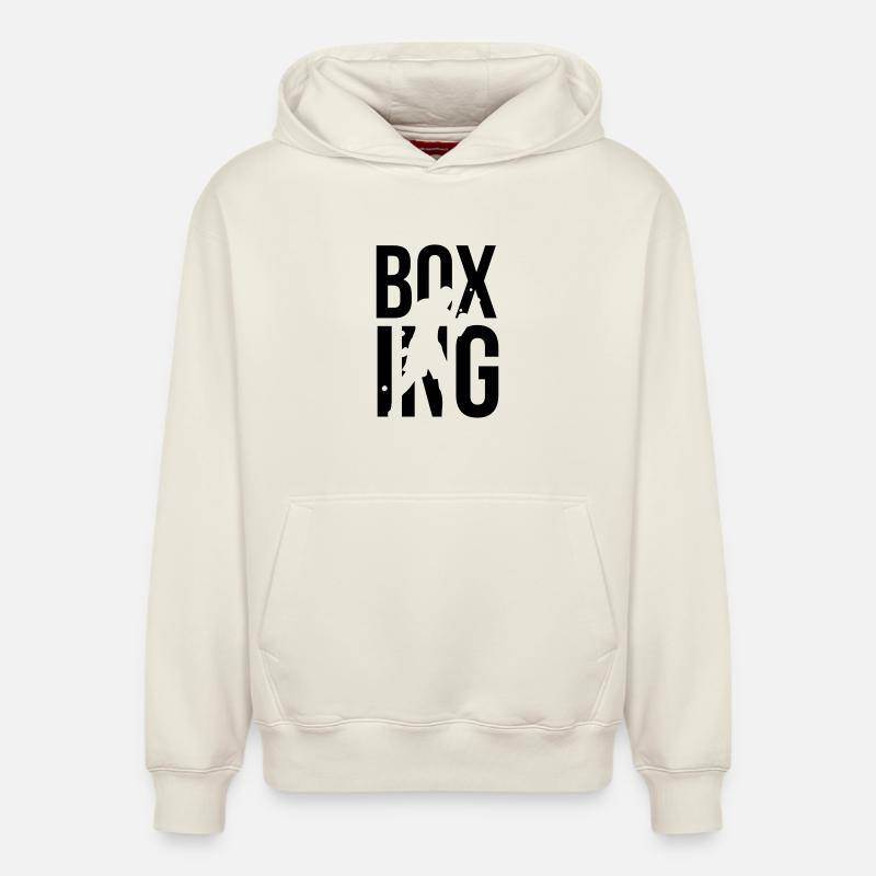 boxe - Sweat à capuche unisexe décontracté en coton biologique – de SPREAD - blanc cassé