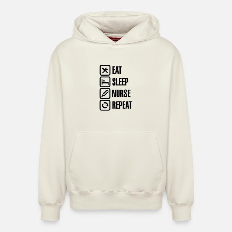 Eat Sleep Nurse Repeat - Sweat à capuche unisexe décontracté en coton biologique – de SPREAD - blanc cassé