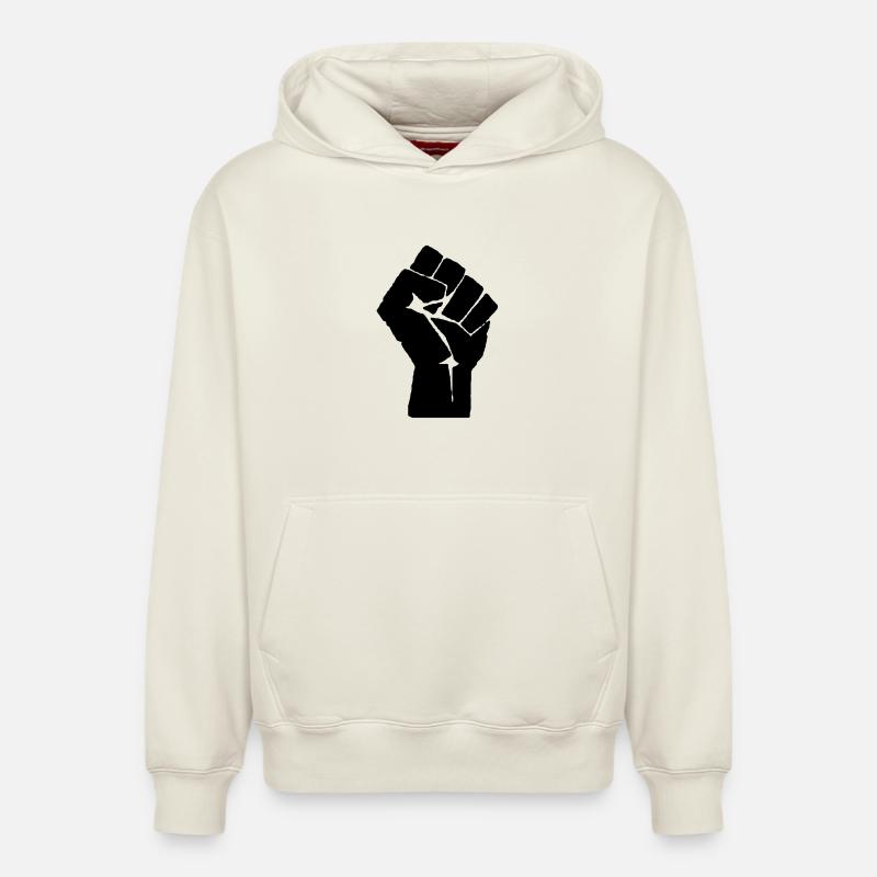 Le poing levé - Sweat à capuche unisexe décontracté en coton biologique – de SPREAD - blanc cassé