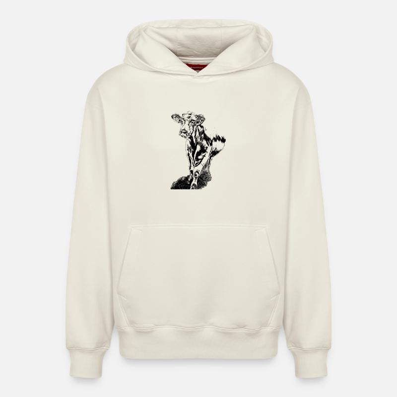 Vache Noir Blanc Bande Dessinée - Sweat à capuche unisexe décontracté en coton biologique – de SPREAD - blanc cassé