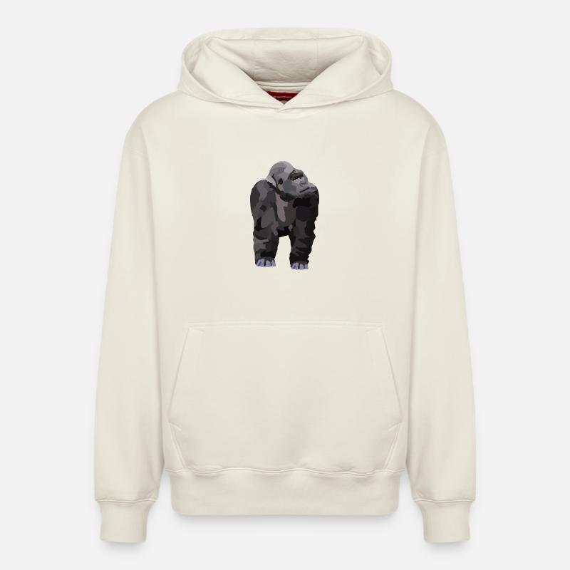 Gio, le gorille - Sweat à capuche unisexe décontracté en coton biologique – de SPREAD - blanc cassé