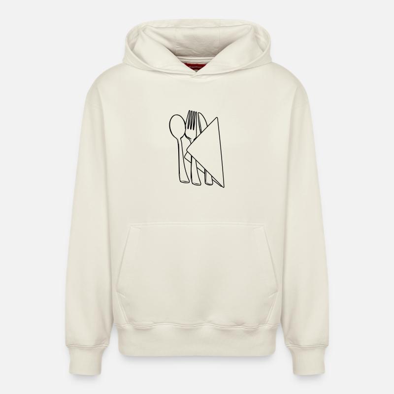 Couverts dans la serviette - Sweat à capuche unisexe décontracté en coton biologique – de SPREAD - blanc cassé