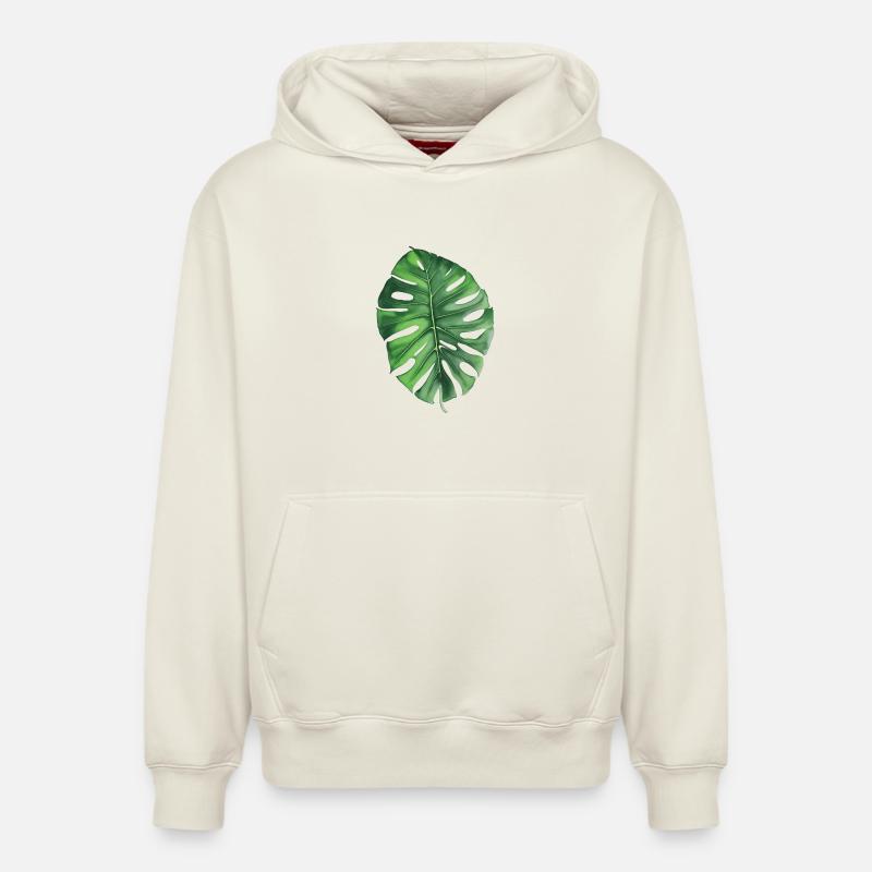 Monstera - Sweat à capuche unisexe décontracté en coton biologique – de SPREAD - blanc cassé