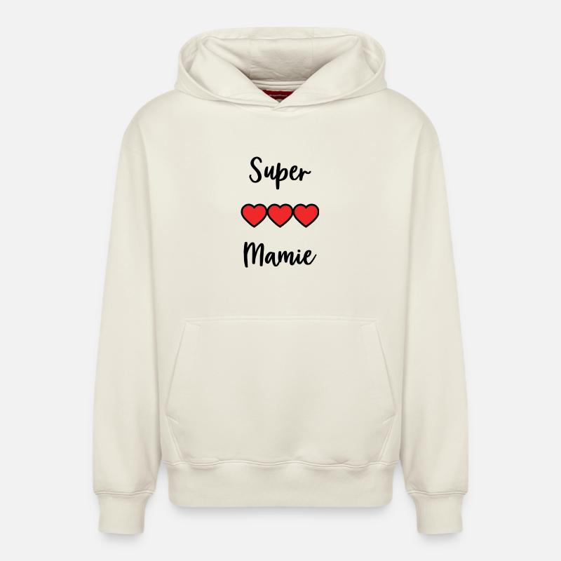 SUPER MAMIE - Sweat à capuche unisexe décontracté en coton biologique – de SPREAD - blanc cassé