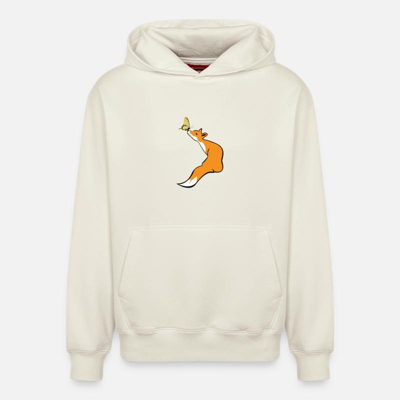 Renard ludique avec papillon - Sweat à capuche unisexe décontracté en coton biologique – de SPREAD - blanc cassé