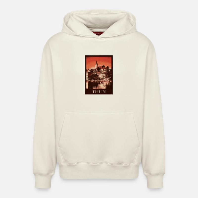 Horizon de Thoune - Sweat à capuche unisexe décontracté en coton biologique – de SPREAD - blanc cassé
