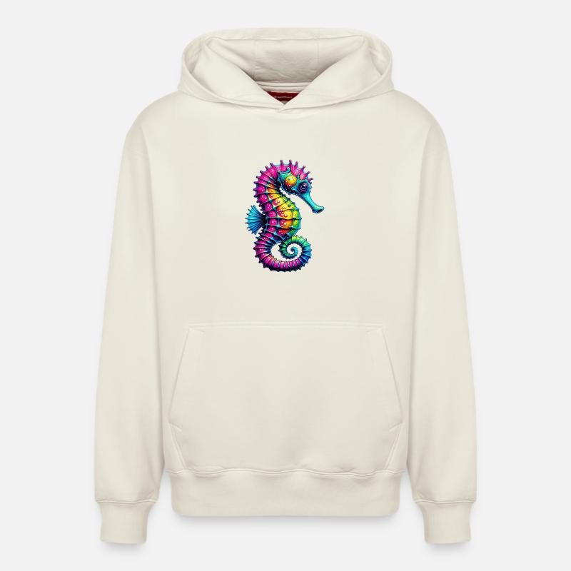 Hippocampe - Sweat à capuche unisexe décontracté en coton biologique – de SPREAD - blanc cassé