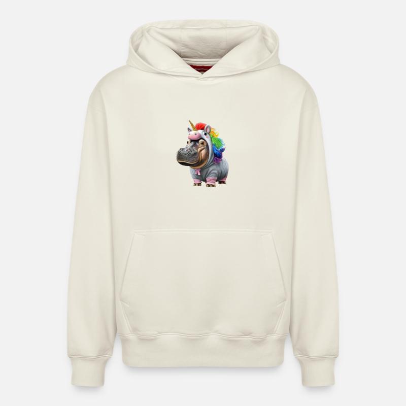 Nilpferd Einhorn - Relaxed Unisex Organic Hoodie – von SPREAD - Naturweiß
