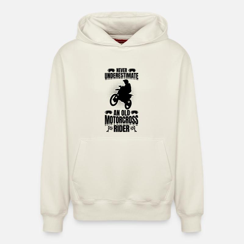 Papi motocross - Sweat à capuche unisexe décontracté en coton biologique – de SPREAD - blanc cassé